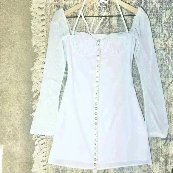 NWT Princess Polly | Dyer Sheer Sleeve White Mini Dress Low Impact | Size US 2 - Picture 13 of 16